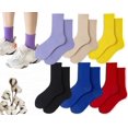 thumbnail image 1 of CoCoMangos Colorful Womens Classic Solid Ankle Fun Cute Cotton Running Athletic Dress Crew Socks 6Pairs, 1 of 8