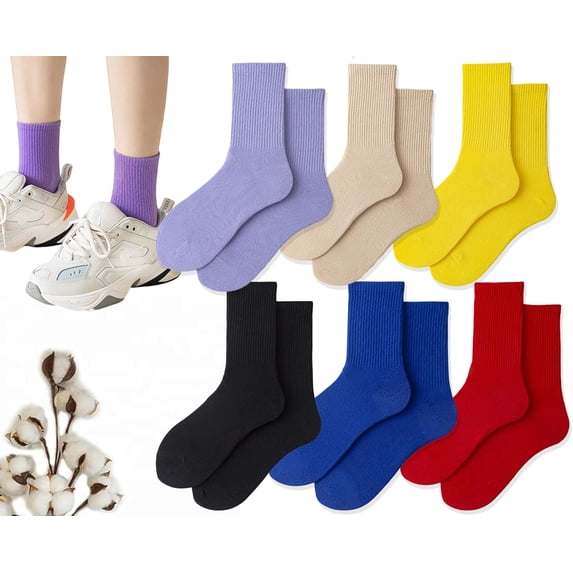 CoCoMangos Colorful Womens Classic Solid Ankle Fun Cute Cotton Running Athletic Dress Crew Socks 6Pairs
