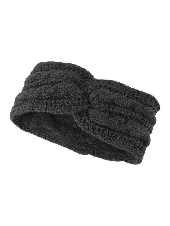 Comfortable Cross Cable Knitted Headband Dark Gray 1 Pc