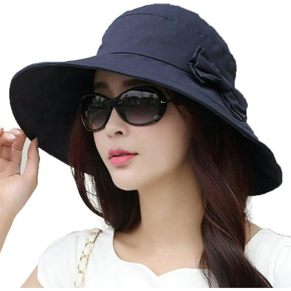 CoCoMangos Comhats Packable Summer Cotton Sun Hat Bucket for Women UV Protection Wide Brim Beach Gardening Travel 54-64CM