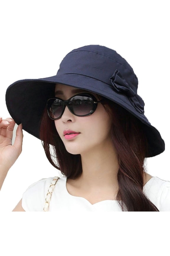 Comhats Packable Summer Cotton Sun Hat Bucket for Women UV Protection Wide Brim Beach Gardening Travel 54-64CM