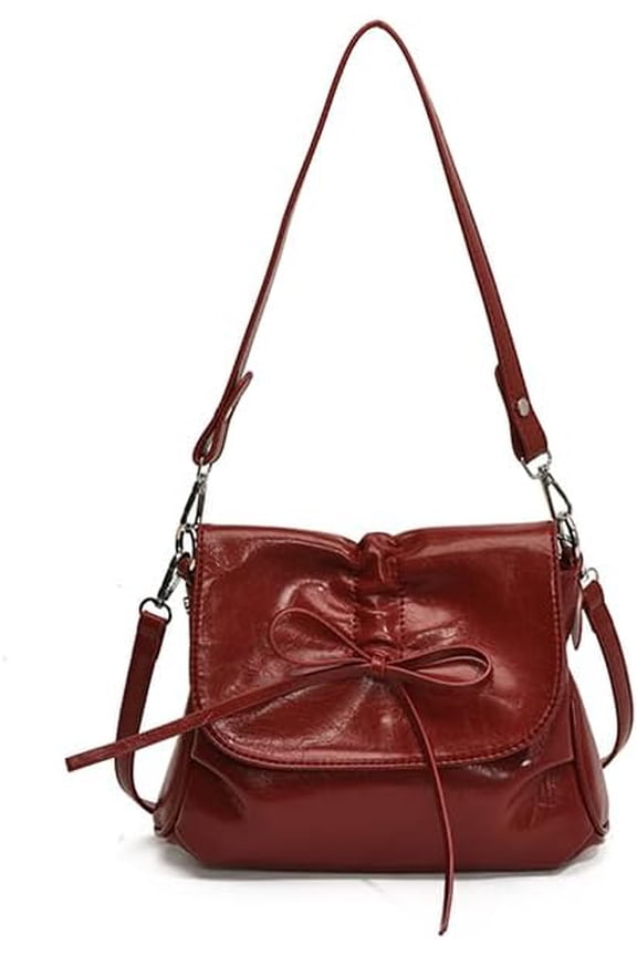 Coquette Bow Bag Red Purse for Women Fashion Red Shoulder Bag Y2k Purse Retro Leather Satchel Bags Bow Tote Purse