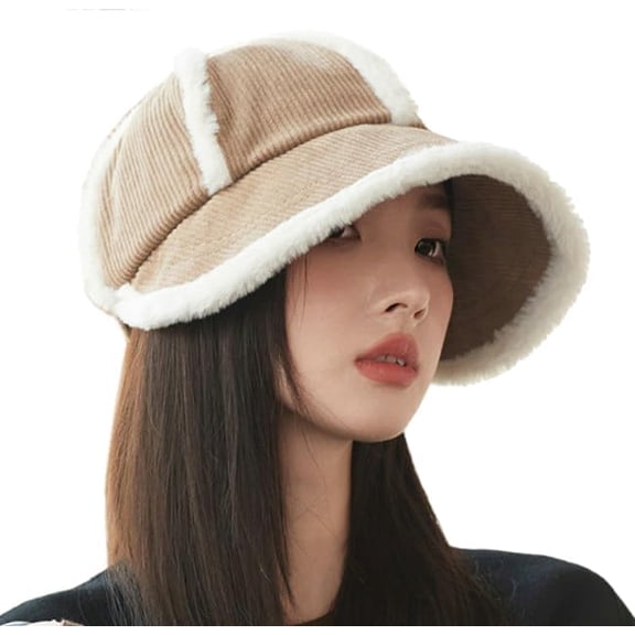 CoCoMangos Corduroy Baseball Cap for Women Fuzzy Beanies Cap for Women Warm Bucket Hat Skull Cap Winter Cap Fishing Hat Trendy