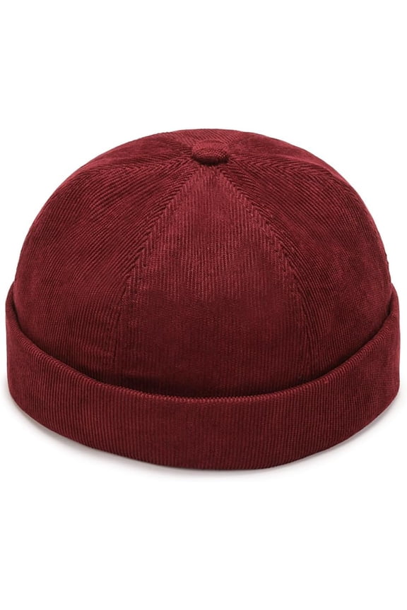 Corduroy Brimless Hat for Men Women Sailor Docker Cap Cuff Harbour Beanie Hat