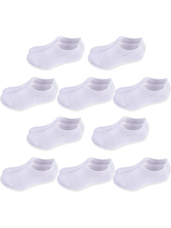 Cozi Foot 10 Pairs Boys Girls No Show Socks Cotton Non Slip Low Cut Socks