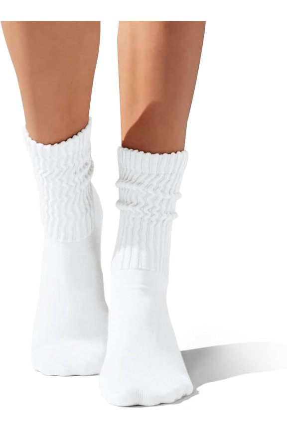 Crew Socks For Women Multipairs Cotton Cushioned Athletic Mid Calf Rib Tube 80s Retro Slouchy Socks