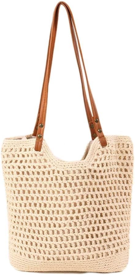 CoCoMangos Crochet Bags for Women Summer Beach Mesh Tote Bag Aesthetic Shoulder Bag Grunge Hippie Knitted Boho Bag