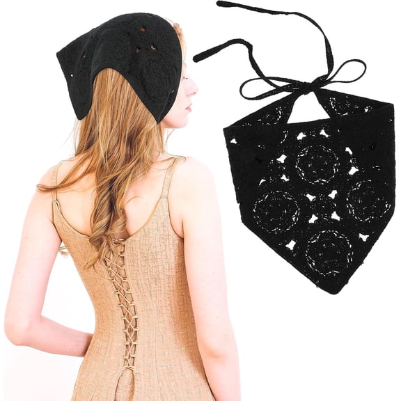 CoCoMangos Crochet Bandana for Women Crochet Headbands Triangle Hair Scarf Headband Knitted Hair Bandanas Boho Vintage Bandana for Hair