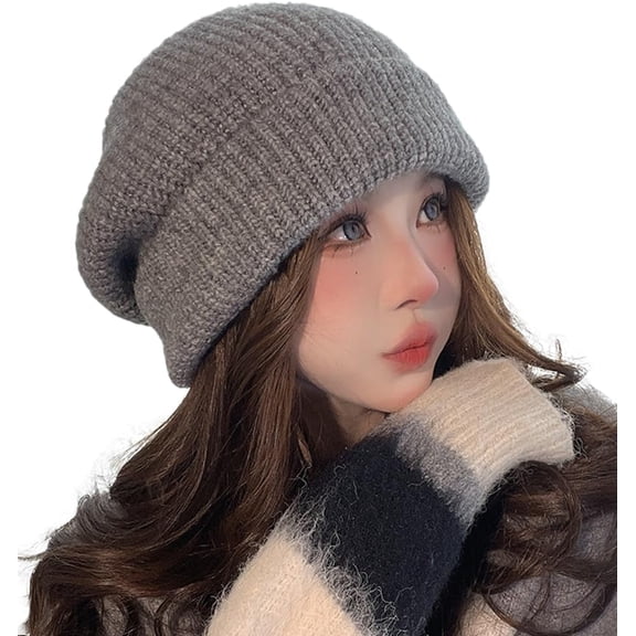 CoCoMangos Crochet Beanie Hats for Women Baggy Beanies Y2k Warm Skull Cap Classic Ear Flap Bonnet Winter Hat Knit Cap Trendy