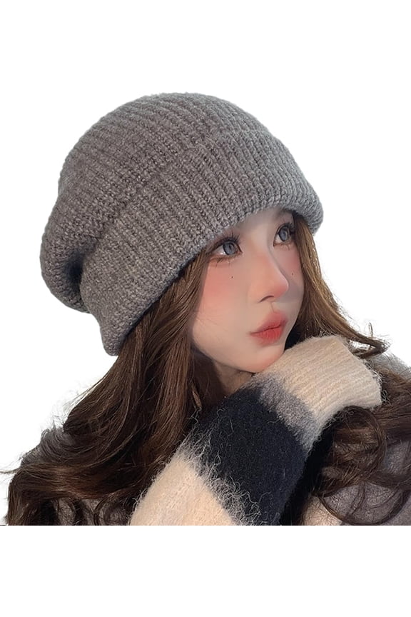 Crochet Beanie Hats for Women Baggy Beanies Y2k Warm Skull Cap Classic Ear Flap Bonnet Winter Hat Knit Cap Trendy