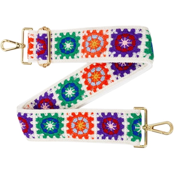 CoCoMangos Crochet Flower Purse Strap Replacement Crossbody Bag Handbag Wide Adjustable (Cherry White)