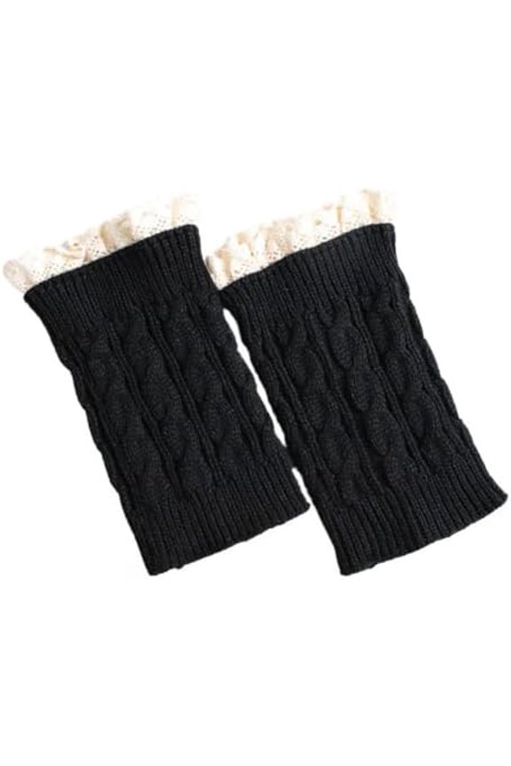 Crochet Knitted Leg Warmer for Women Lace Top Winter Warm Boot Cuffs Topper Socks Short Leg Warmers