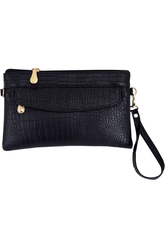 Crocodile Pattern Wristlet Bag Alligator Stripe Handbag Clutch Shoulder Bag