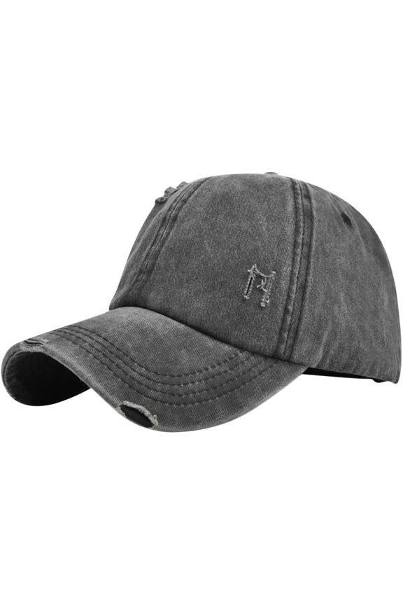Cross Ponytail Baseball Caps Adjustable High Messy Bun Hat Washed Distressed Hats Vintage Trucker Hat Pony Tail Sun Cap Grey