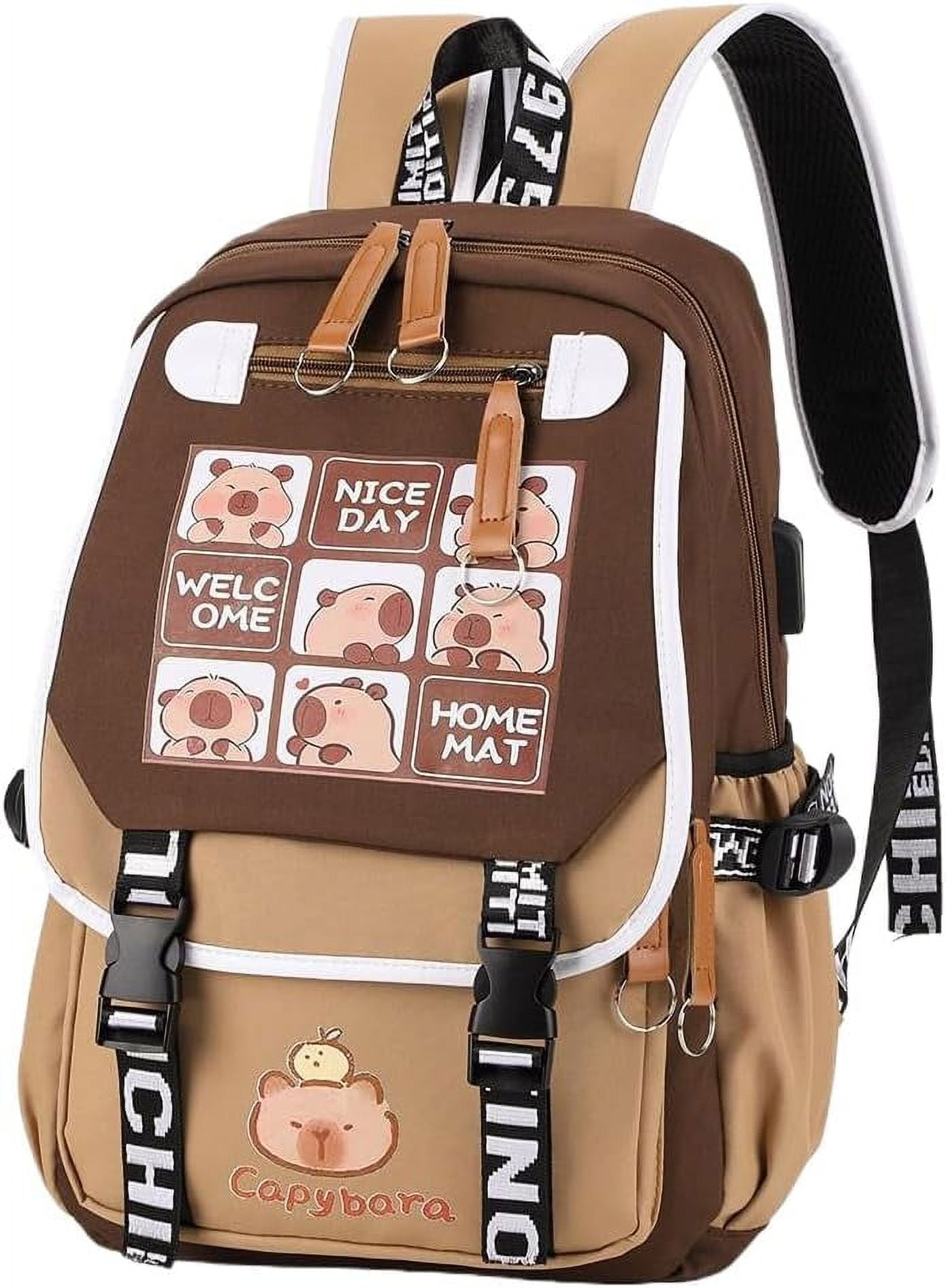 Capybara Schulrucksack Set - Süßer Kawaii Rucksack Wasserdicht Mit Federmappe & Stiften