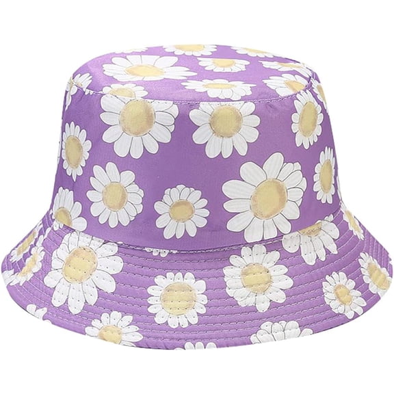 CoCoMangos Cute Floral Print Bucket Hats for Women Teens Summer Beach Sun Hat Reversible Flower Pattern Fisherman Cap