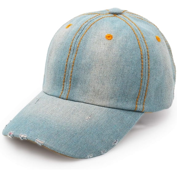CoCoMangos Denim Baseball Cap, Unisex Sport Hat Casual Women Men Sun Hat Outdoor Cowboy Cap Dilapidated Design