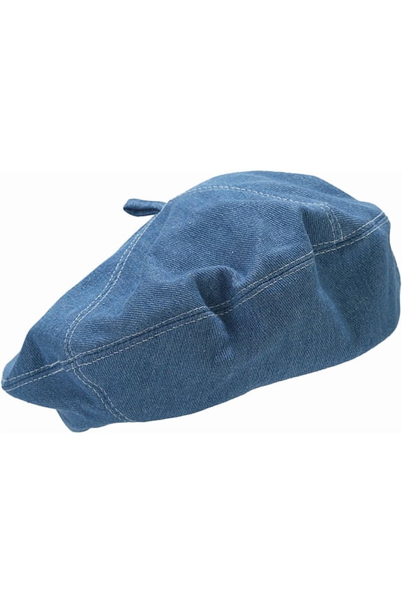 Denim Beret Hat for Women French Hat Fashionable Artist Hat Soft Cotton Beret Hat Casual Sun Hat with Adjustable Strap