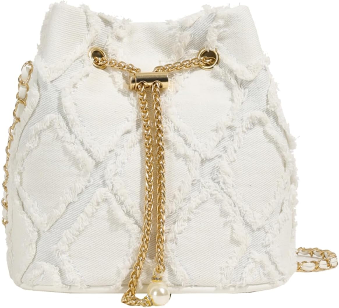 CoCoMangos Denim Bucket Bag, Jean Purses for Women Denim Crossbody Bags Hobo Bag Drawstring Handbag