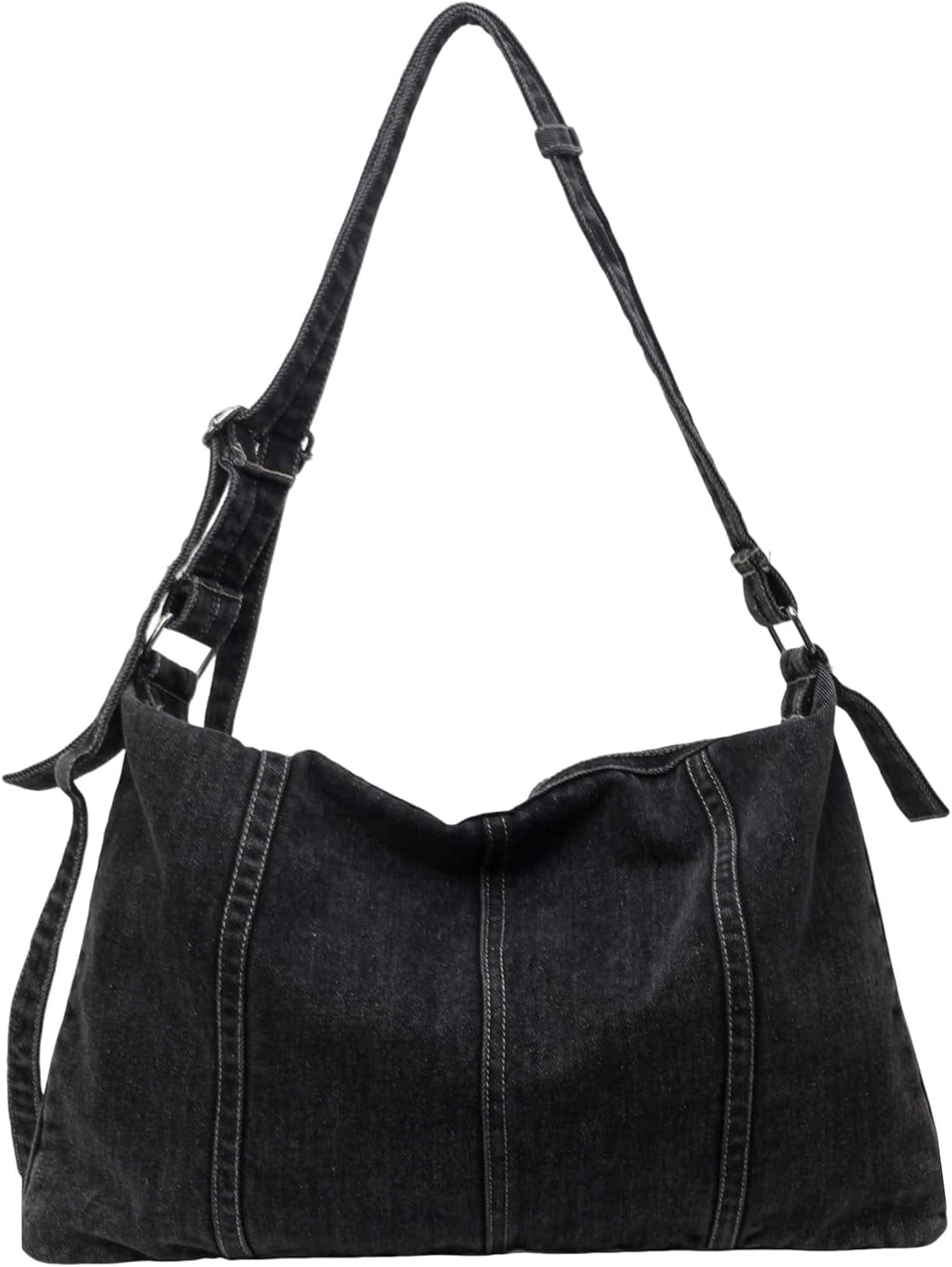 CoCoMangos Women's Denim Crossbody Bag Purse - Y2k Aesthetics Lightweight Soft Canvas Hobo Shoulder Bag with Zipper for Everyday Use