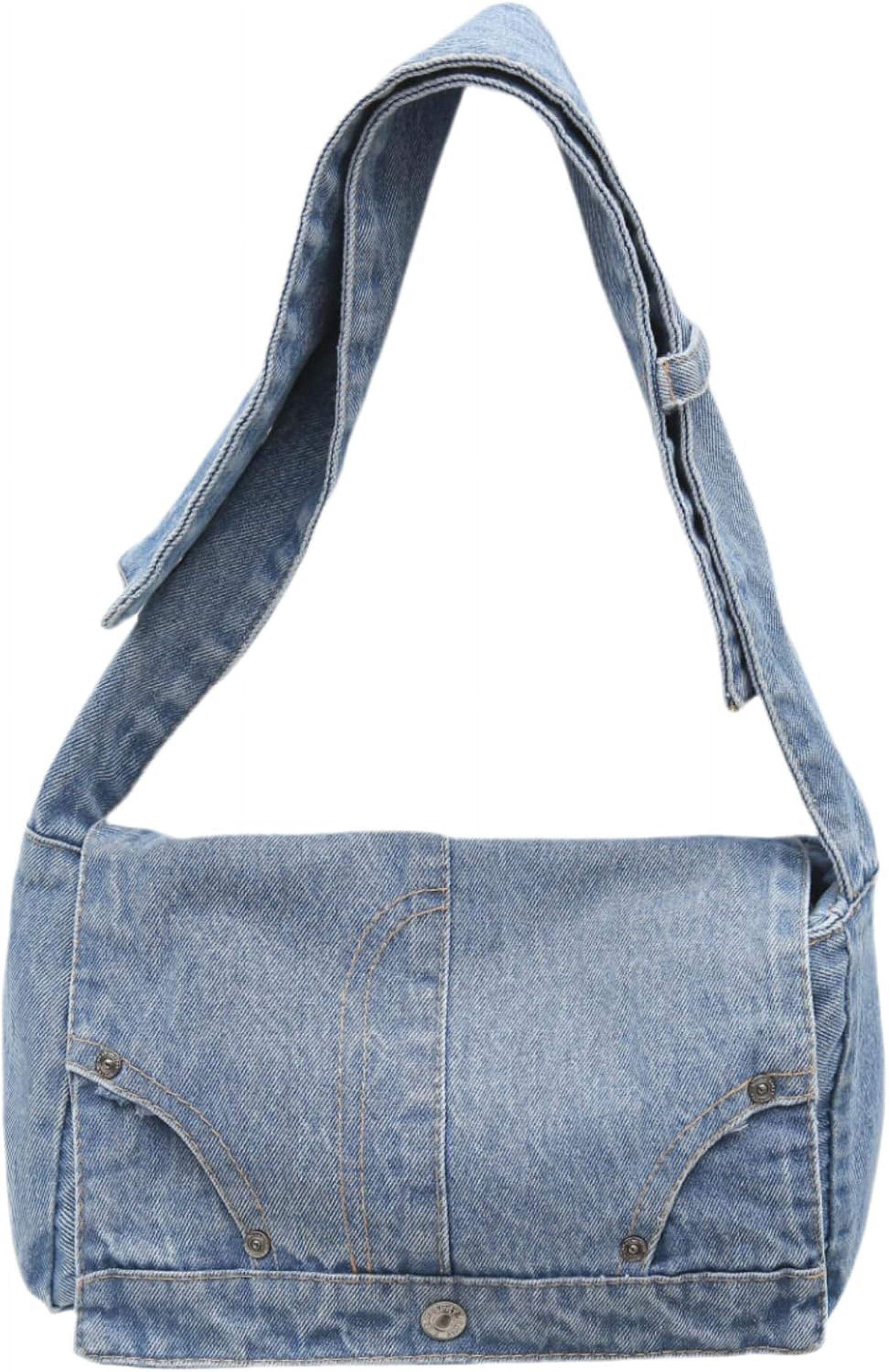 CoCoMangos Denim Shoulder Bag for Women Satchels Large Crossbody Handbag Jean Casual Tote Purse