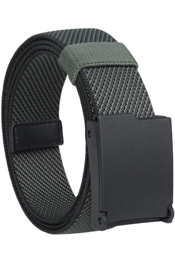 Elastic Stretch Men's Webbing Belt, Lightweight Outdoor Flip Top Buckle Belt 1.5" Checkpoint Friendly