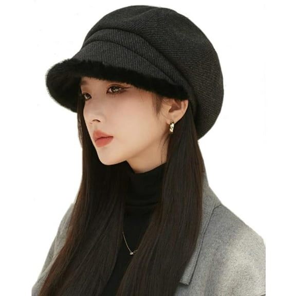 CoCoMangos Elegant Berets for Women Fuzzy French Beret Hats for Women Vintage Octagonal Cap Painter Cap Warm Winter Cap Tea Party