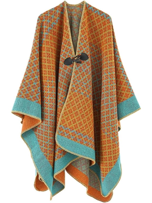 Ethnic Style Pashmina Shawl Wraps for Women Warm Blanket Cardigan Travel Scarf for Women Windproof Poncho Cape Coat