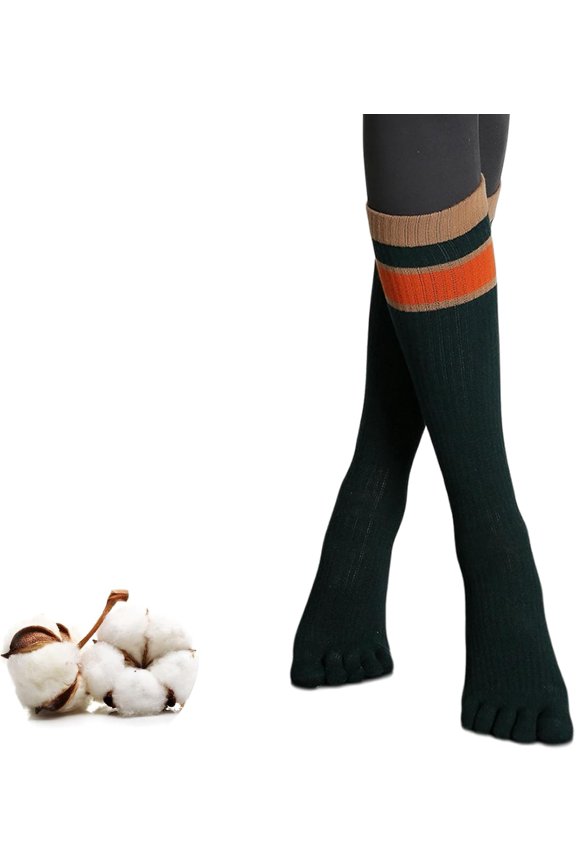 Five-Toe Grip Womens Pilates Calf Socks Straps Yoga Anti-slip Cotton Barre Sock Size5-9.5