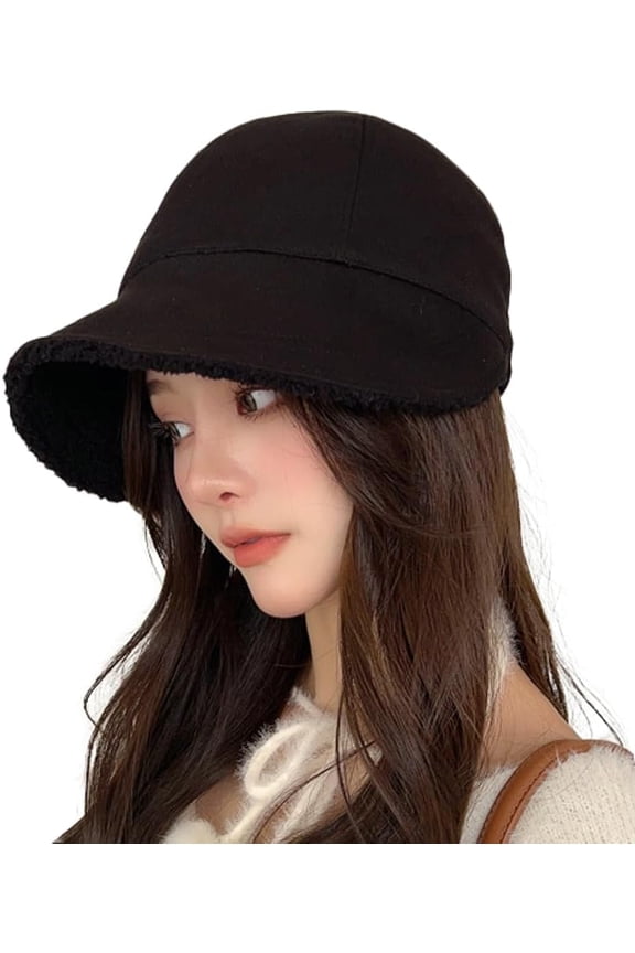 Fleece Bucket Hat for Women Wide Brim Baseball Cap Casual Equestrian Hat Soft Warm Winter Cap Skull Cap Fall Winter