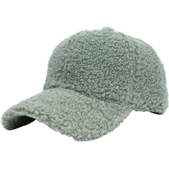 CoCoMangos Fuzzy Sherpa Baseball Caps for Women Teddy Fleece Hip Hop Ball Caps Solid Color Warm Winter Adjustable Travel Hats