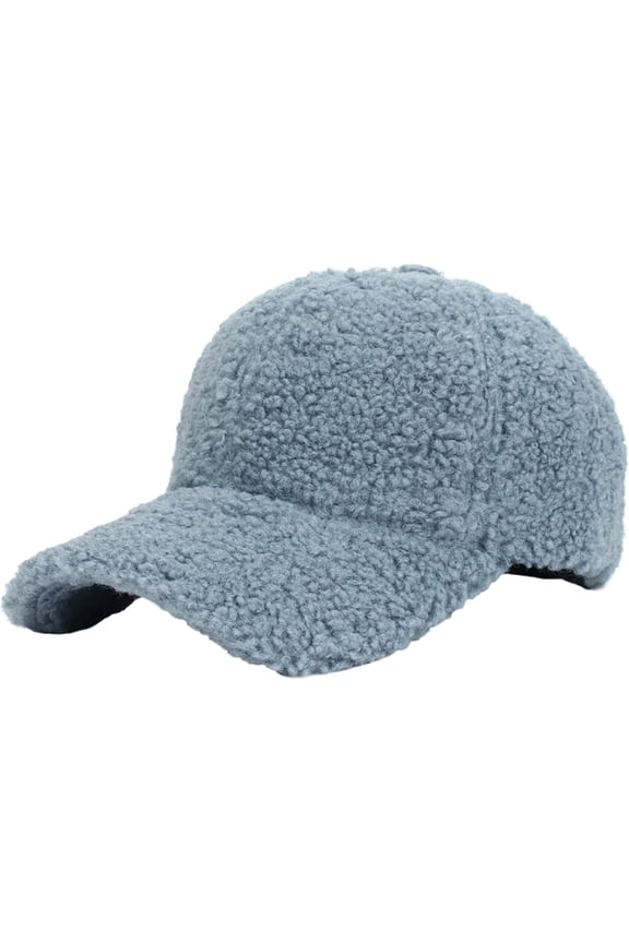 Fuzzy Sherpa Baseball Caps for Women Teddy Fleece Hip Hop Ball Caps Solid Color Warm Winter Adjustable Travel Hats
