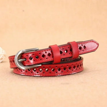 CoCoMangos Genuine Leather Belts for Women Second Layer Cowskin Woman Belt Vintage Pin Buckle Strap Jeans Hollow Out Versatile Pinhole Belt