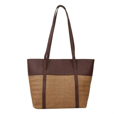 CoCoMangos Grass -Made Large -Capacity Stitching Fashion Temperament Handbag Summer New Commute Shoulder Armpit Bun Bag