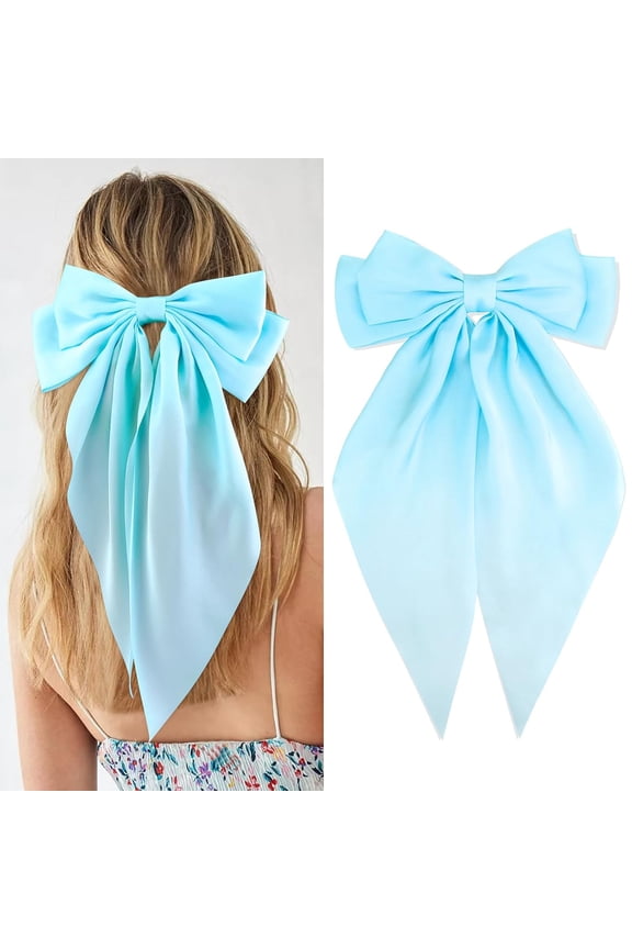 Hair Bows for Women Girls Red Silky Satin Large Coquette Hair Bow Oversized Hair Ribbons Big Hair Bows Clip Long Tail Bowknot Hair Barrettes Halloween Christmas Hair Accessories