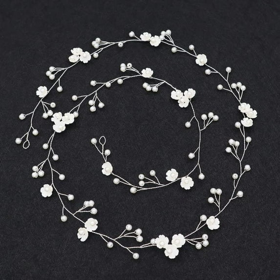 CoCoMangos Hair Vine - Elegant Accessories for Weddings, Bridesmaids, and Flower Girls, Suitable for All Hair Types (Silver Flower 100)