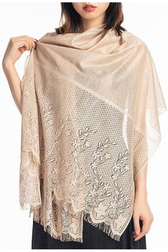 Lace Shawls and Wraps for Evening Dresses Party Scarcf Flower Mesh Wedding Accessories for Women and Bride