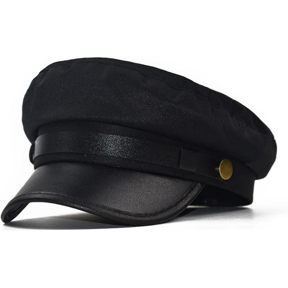 CoCoMangos Lady's Women's Cotton Beret Cap Octagonal Hat British Flat Cap with PU Leather Front