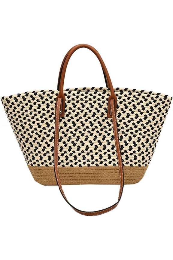 Large Straw Bag Womens Tote Bag Cotton Weaving Tote Handbag Handmade Shoulder Purse