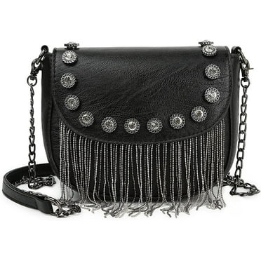 CoCoMangos Leather Rivet Crossbody Purse Small Studded Chain Bag for Women