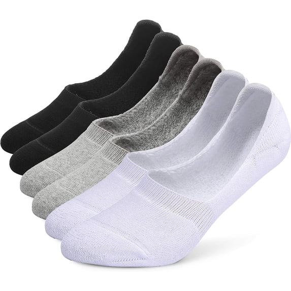 CoCoMangos Leotruny 6 Pairs Unisex Thick Cushion Athletic Cotton Non Slip Low Cut Flat Liner No Show Socks