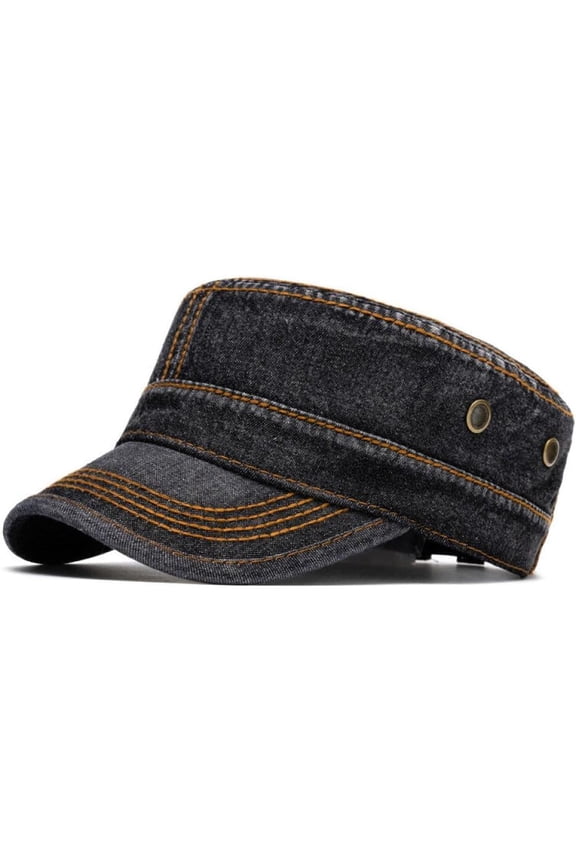 Men Classic Denim Baseball Flat Cap Adjustable Trucker Newsboy Cabbie Hat