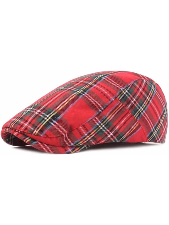 Men's Newsboy Hat Striped Plaid Flat Cap Adjustable Ivy Gatsby Cabbie Driving Irish Beret Hat