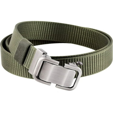 CoCoMangos Men’s Ratchet Belt with Automatic Slide Buckle, No Hole Nylon Webbing Belts Outdoor Golf Belt