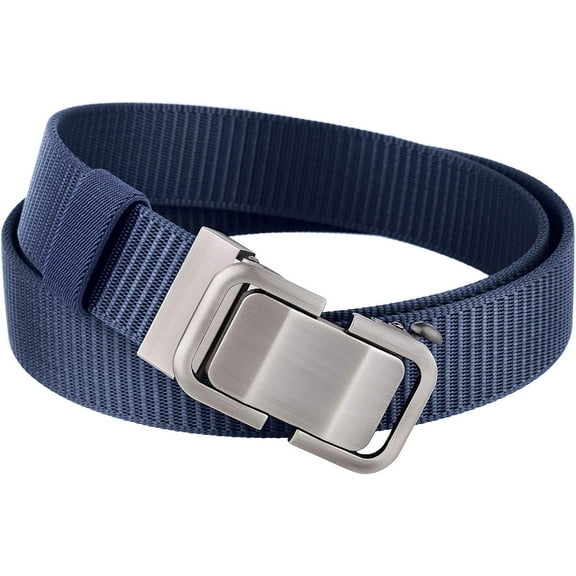 CoCoMangos Men’s Ratchet Belt with Automatic Slide Buckle, No Hole Nylon Webbing Belts Outdoor Golf Belt