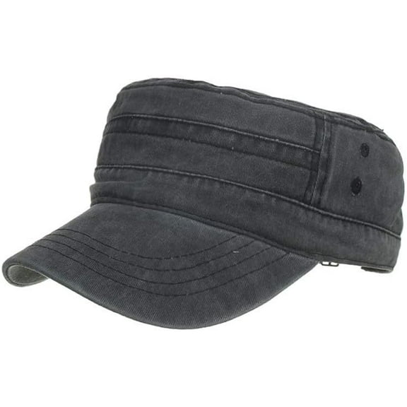 CoCoMangos Mens Cotton Basic Flat Top Caps Summer Washed Cadet Vintage Unisex Baseball Cap Adjustable Military Outside Hats