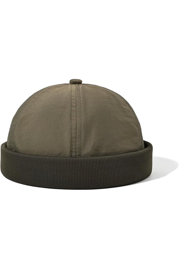 Mens Docker Cap Nylon No Brim Skullcap Quick Dry Brimless Hat Worker Sailor Cap Rolled Cuff Harbour Hat