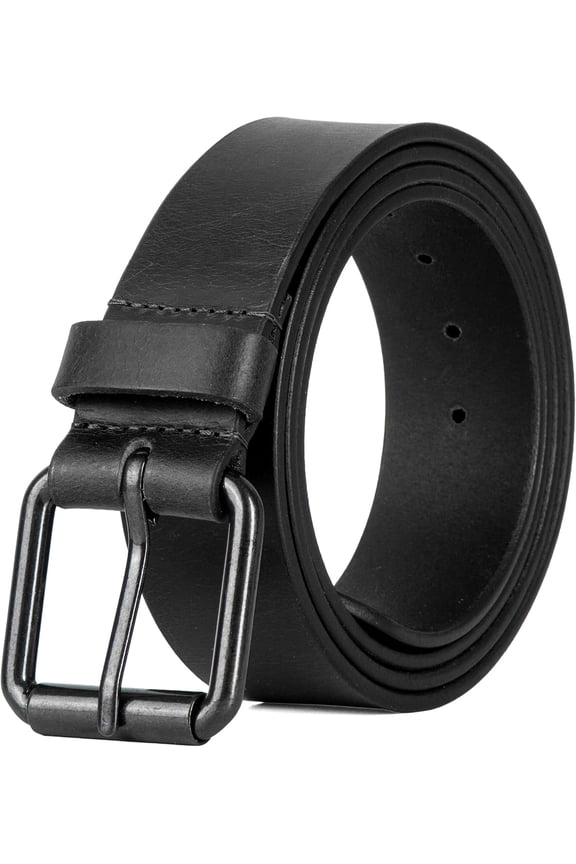 Mens Genuine Leather Casual Belt for Jeans and Dress, Big, Tall and Wide Leather Belt (28"-64") Black and Brown