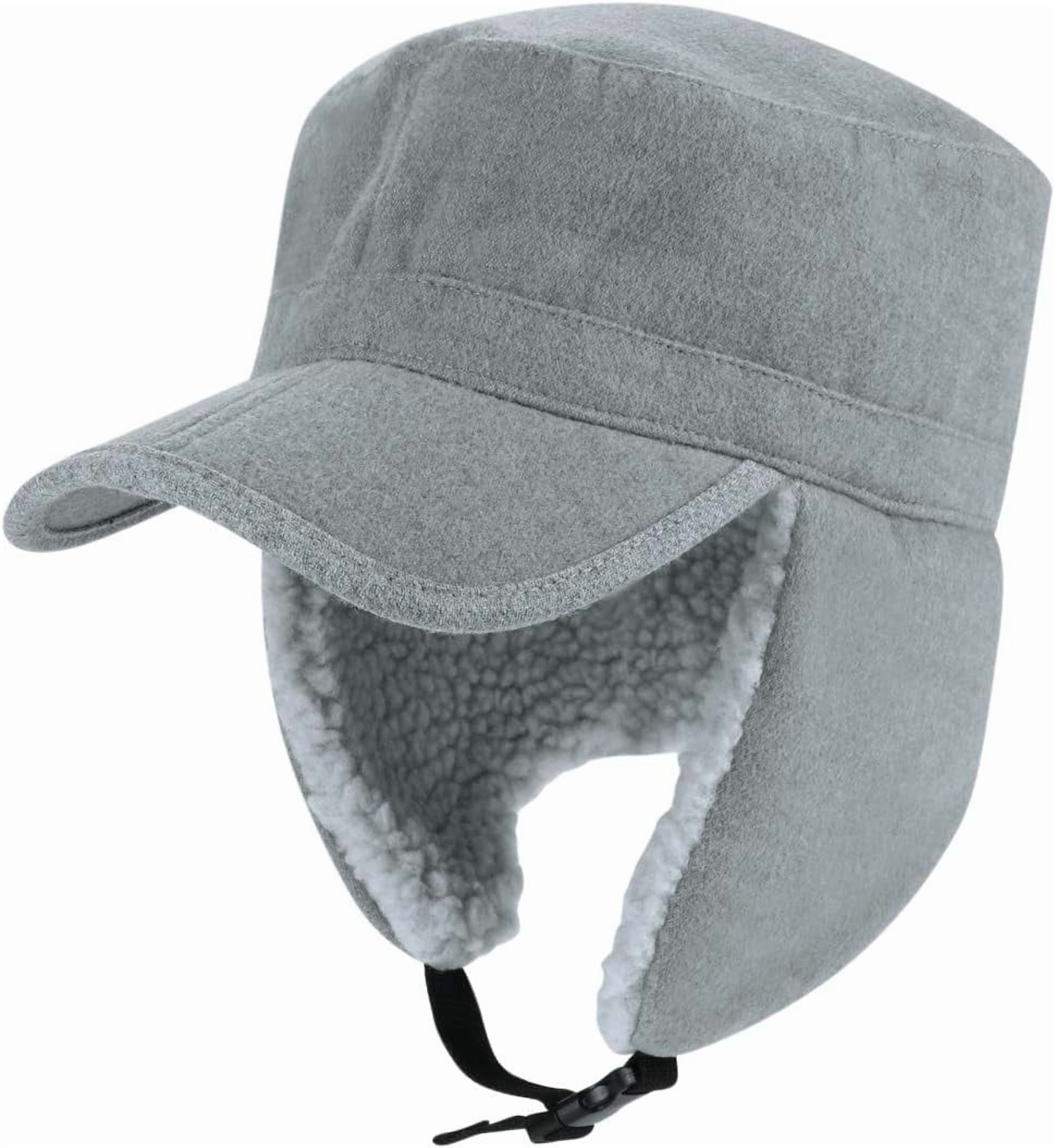 CoCoMangos Mens Warm Sherpa Fleece Trapper Hat Earflaps Winter Hat with Visor Military Cap Army Cadet Cap Hunting Ski Hat