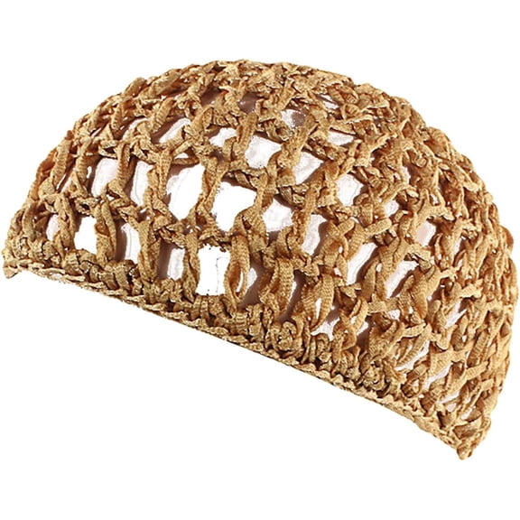 CoCoMangos Mesh Crochet Hair Net for Women Handmade Stretchable Sleeping Hairnet Snood Cover Ornament Soft Cotton Curly Hair Cap